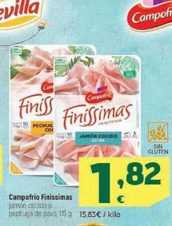 HiperDino Campofrio finissimas jamón cocido o pechuga de pavo oferta