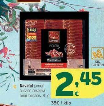 HiperDino Navidul jamón curado reserva mini lonchas oferta