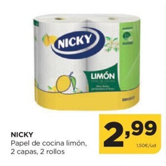Alimerka Nicky Papel de Cocina Limón 2 Capas 2 rollos oferta
