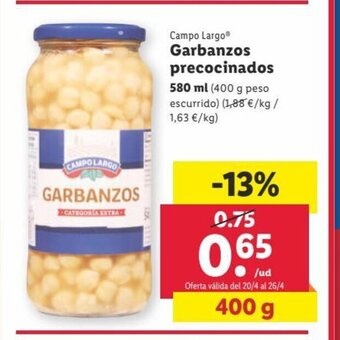 Lidl Garbanzos Precocinados oferta
