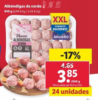 Lidl Albóndigas De Cerdo oferta