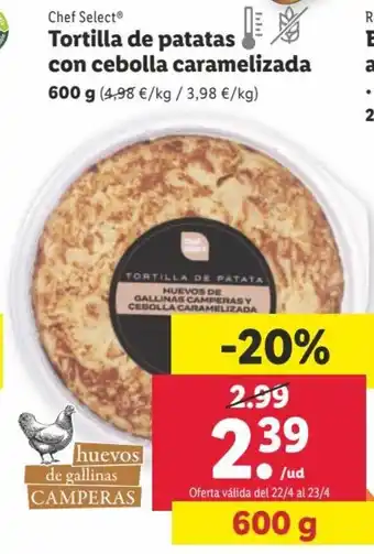 Lidl Tortilla de Patatas Con Cebolla Caramelizada oferta