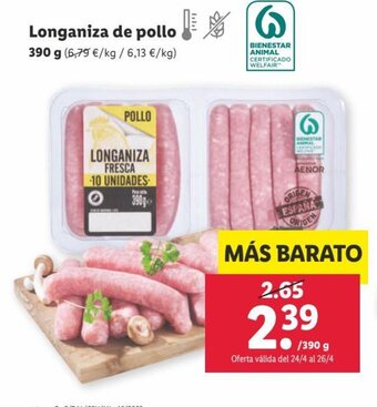 Lidl Longaniza de Pollo oferta