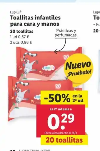 Lidl Toallitas Infantiles Para Cara Y Manos oferta