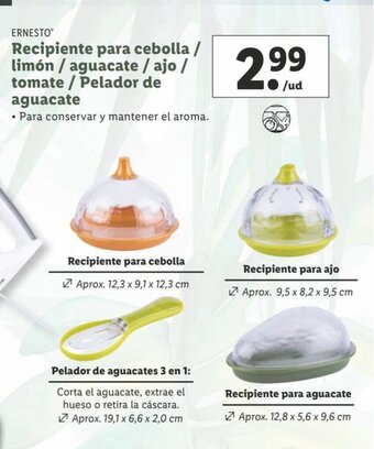 Lidl Recipiente Para Cebolla / Limón / Aguacate / Ajo / Tomate / Pelador de Aguacate oferta