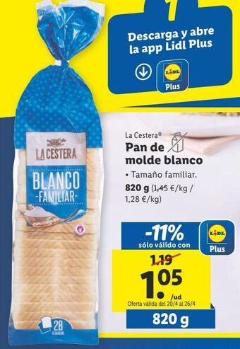 Lidl Pan de molde la cestera oferta