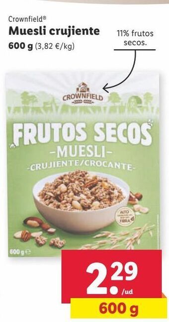 Lidl Muesli crownfield oferta