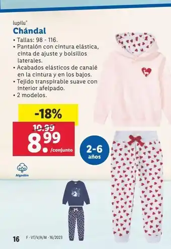 Lidl Chandal niña lupilu oferta