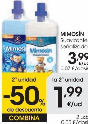 Eroski Mimosin suavizante azul vital 60 dosis oferta