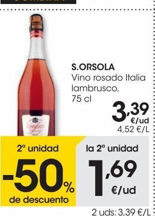Eroski S.orsola vino rosado italia lambrusco 75 cl oferta