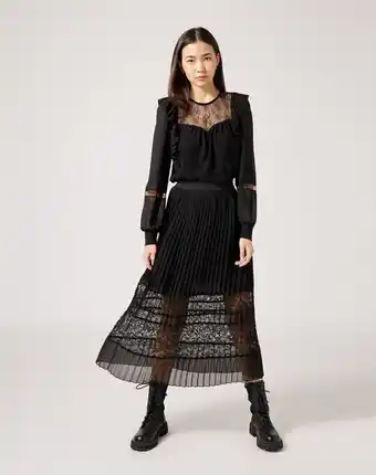 Naf Naf Falda plisada con fantasía color negro oferta