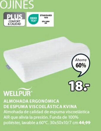 JYSK Wellpur Almohada Ergonómica De Espuma Viscoelástica Kvina oferta