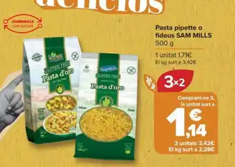 Carrefour Pasta Pipette o Fideus SAM MILLS oferta
