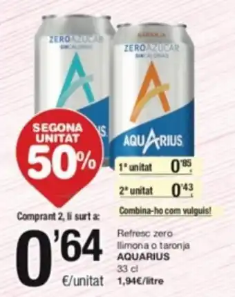 SPAR Fragadis Refresc Zero Llimona o Taronja Aquarius 33cl oferta
