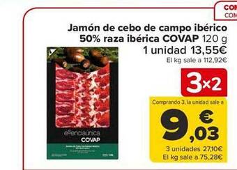 Carrefour Jamón de cebo de campo ibérico 50% raza ibérica covap oferta
