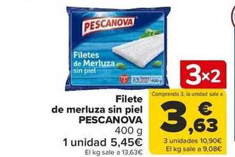 Carrefour Filete de merluza sin piel pescanova oferta