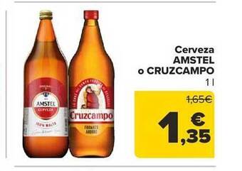 Carrefour Cerveza amstel o cruzcampo oferta