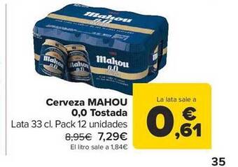 Carrefour Cerveza mahou 0.0 tostada oferta