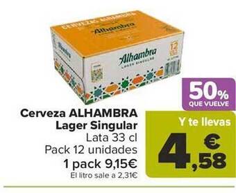 Carrefour Cerveza alhambra lager singular oferta