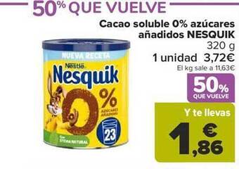 Carrefour Cacao soluble 0% azúcares añadidos nesquik oferta