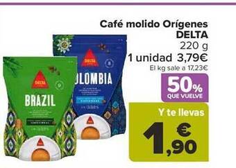 Carrefour Café molido orígenes delta oferta