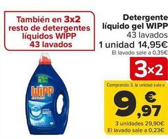 Carrefour Detergente líquido gel wipp oferta