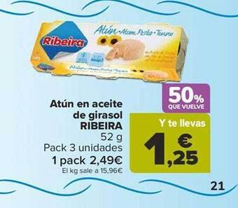 Carrefour Atún en aceite de girasol ribeira oferta