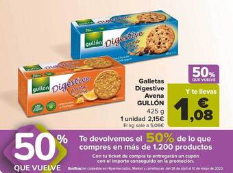 Carrefour Galletas digestive avena gullón oferta