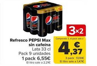 Carrefour Refresco pepsi max sin cafeína oferta