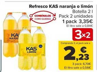 Carrefour Refresco kas naranja o limón oferta