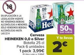 Carrefour Cerveza heineken 0.0 o silver oferta