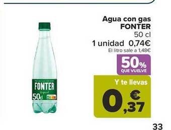 Carrefour Agua con gas fonter oferta