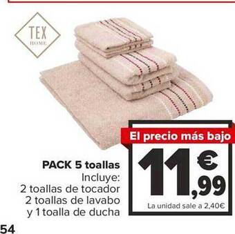 Carrefour Pack 5 toallas oferta