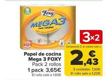 Carrefour Papel de cocina mega 3 foxy oferta