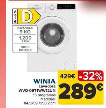 Carrefour Winia lavadora wvd-09t1ww12un oferta