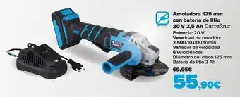 Carrefour Amoladora 125mm con batería de litio 20v 2.5ah carrefour oferta
