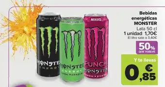 Carrefour Market Bebidas energéticas monster oferta