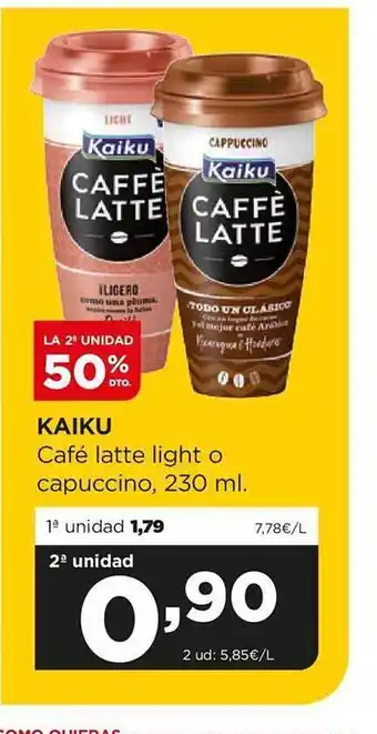 Alimerka La 2a unidad 50% dto. kaiku café latte light o capuccino oferta