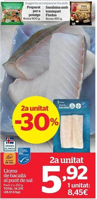 La Sirena Lloms de bacallà al punt de sal oferta