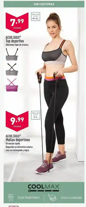 ALDI Active touch top deportivo active touch mallas deportivas oferta