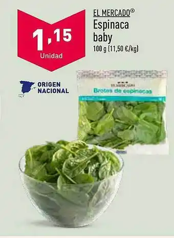 ALDI El mercado espinaca baby oferta