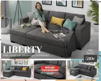 Mondo Convenienza Liberty sofá cama con península contenedor mondo convenienza hogar, con estilo al alcance de todos tela humo 510€ oferta