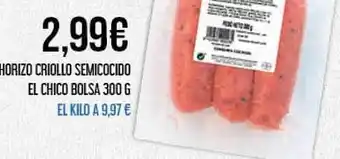 Claudio Chorizo criollo semicocido el chico bolsa 300 g oferta