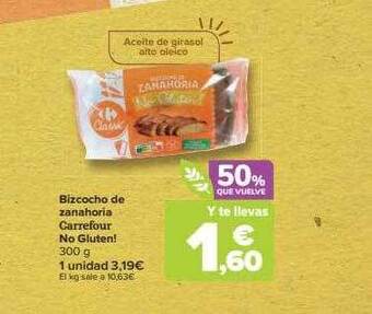 Carrefour Bizcocho de zanahoria carrefour no gluten! oferta