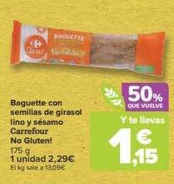 Carrefour Baguette con semillas de girasol lino y sésamo carrefour no gluten! oferta