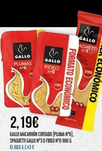 Claudio Gallo macarrón cortado, spaguetti gallo n°3 fideo n°0 900 g oferta
