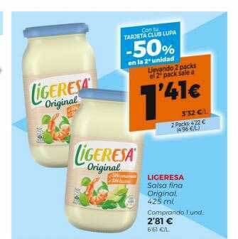 Supermercados Lupa Ligeresa salsa fina original oferta