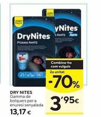 Caprabo Dry nites gamma de bolquers per a enuresi senyalada oferta