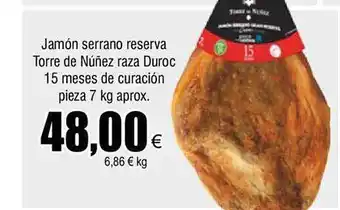 FROIZ Jamón serrano reserva torre de núnez raza duroc 15 meses de curación oferta