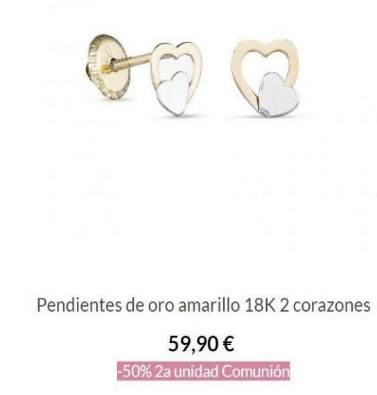 Oro Vivo Pendientes de oro amarillo 18k 2 corazones oferta